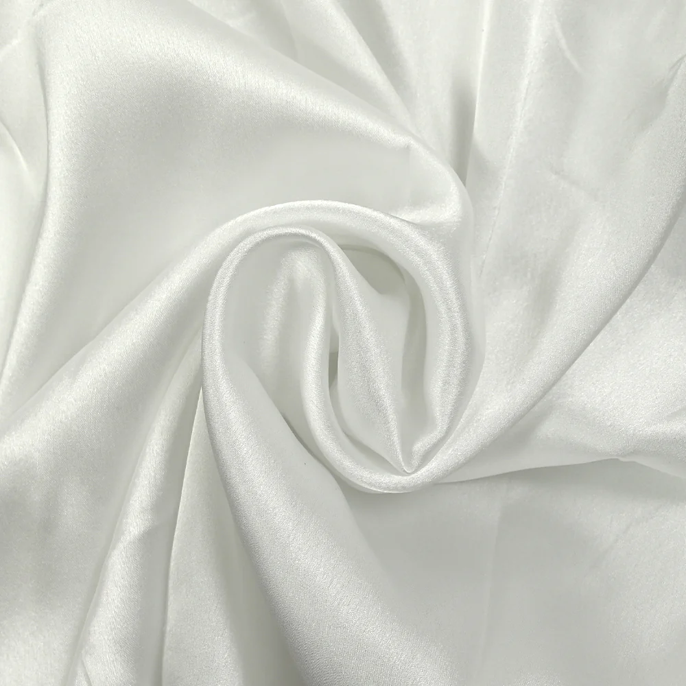 Satin de polyester Maya blanc - Image 2