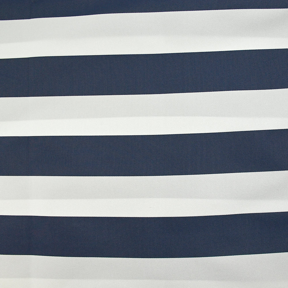 Satin de soie mélangée rayé marine et blanc - Image 4