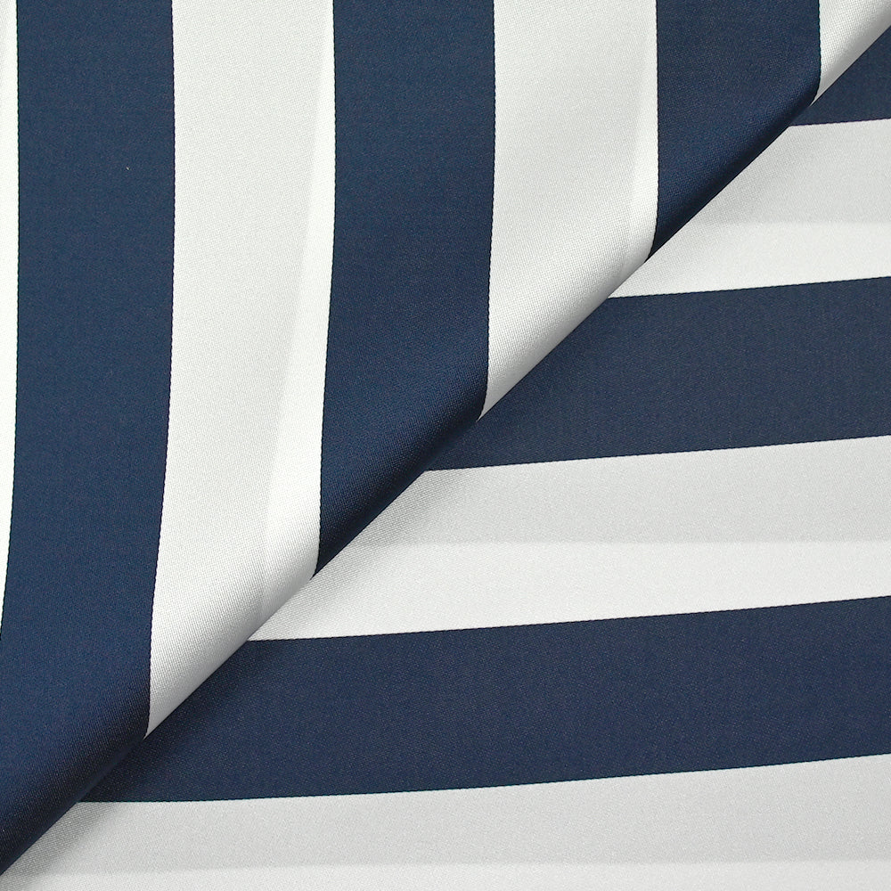 Satin de soie mélangée rayé marine et blanc - Image 5