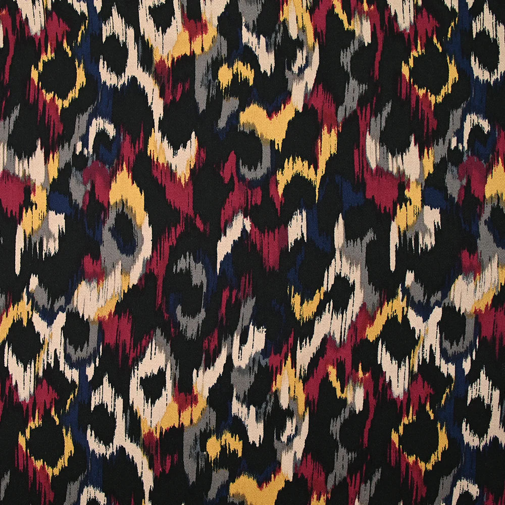 Satin de viscose imprimé Vénus bordeaux fond noir