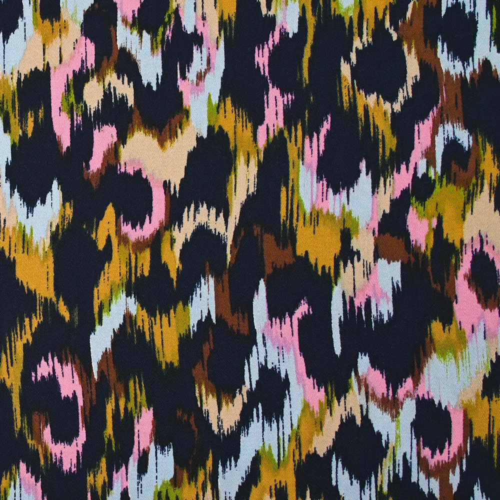Satin de viscose imprimé Vénus rose fond marine