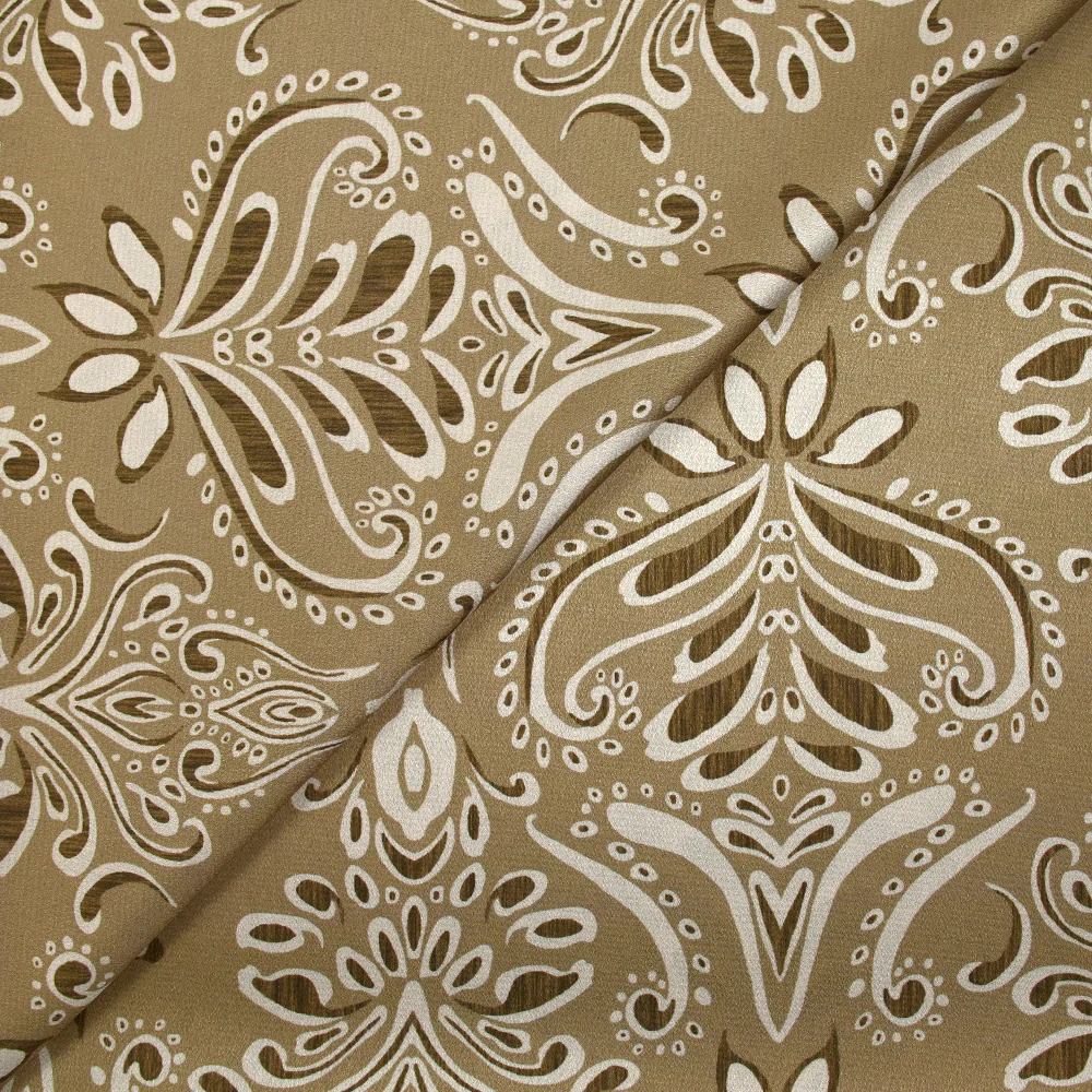 Satin polyester imprimé baroque fond beige - Image 4