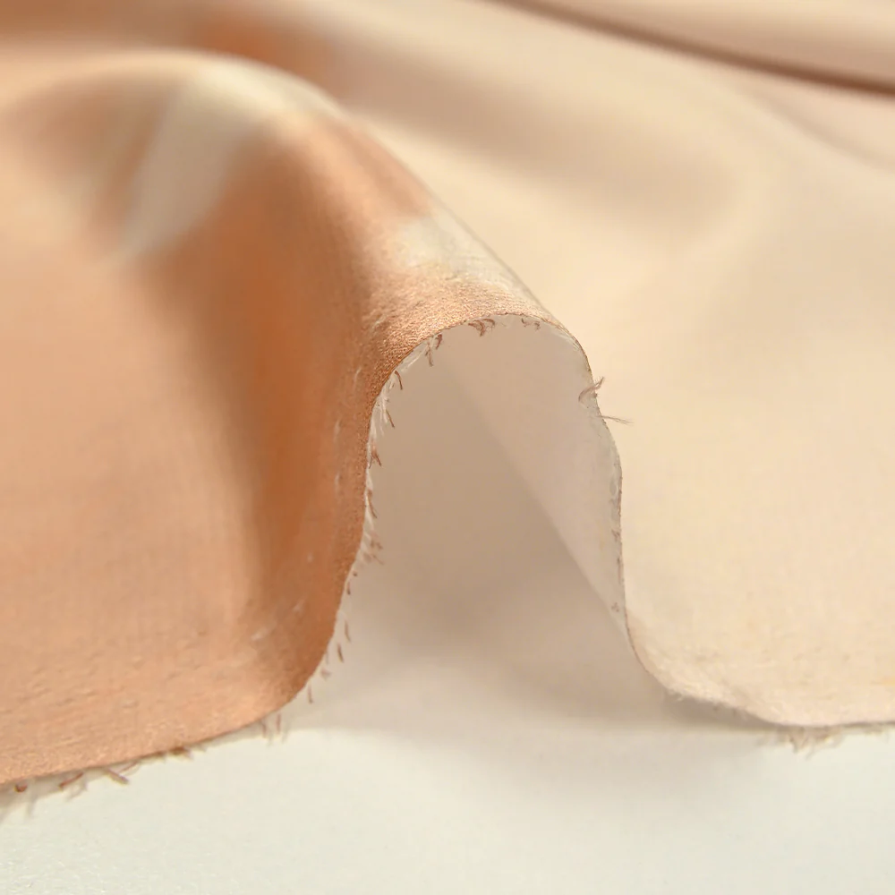 Satin polyester imprimé brume vert d'eau, orange brûlé et champagne - Image 8