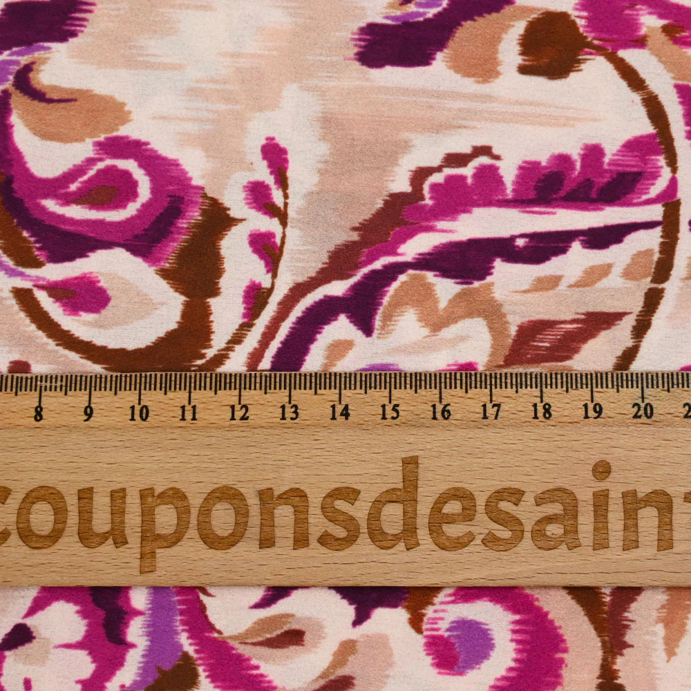 Satin polyester imprimé cachemire flou violine - Image 4