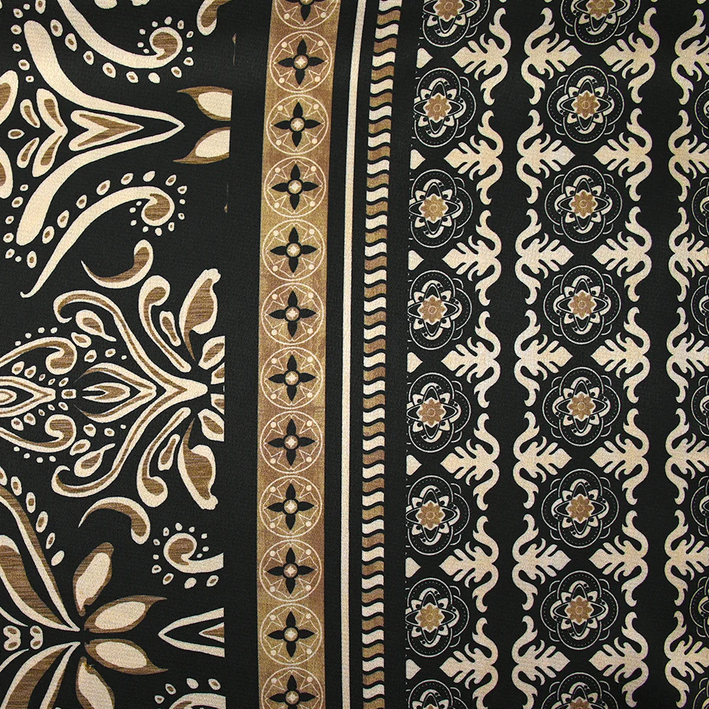 Satin polyester imprimé frise et baroque fond noir - Image 4