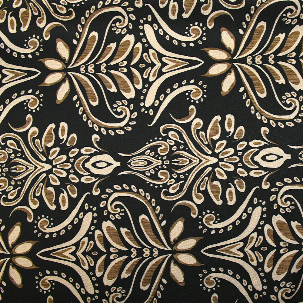 Satin polyester imprimé frise et baroque fond noir - Image 5