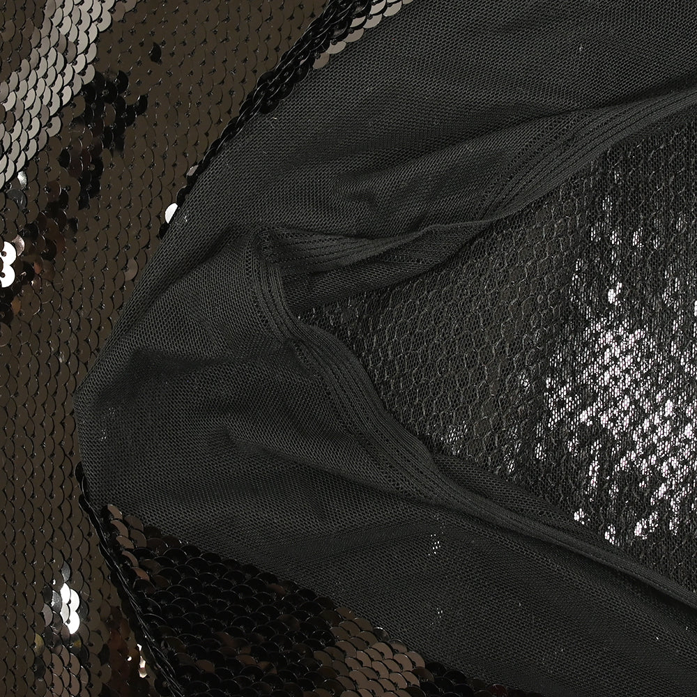 Sequins noirs sur tulle stretch - Image 6
