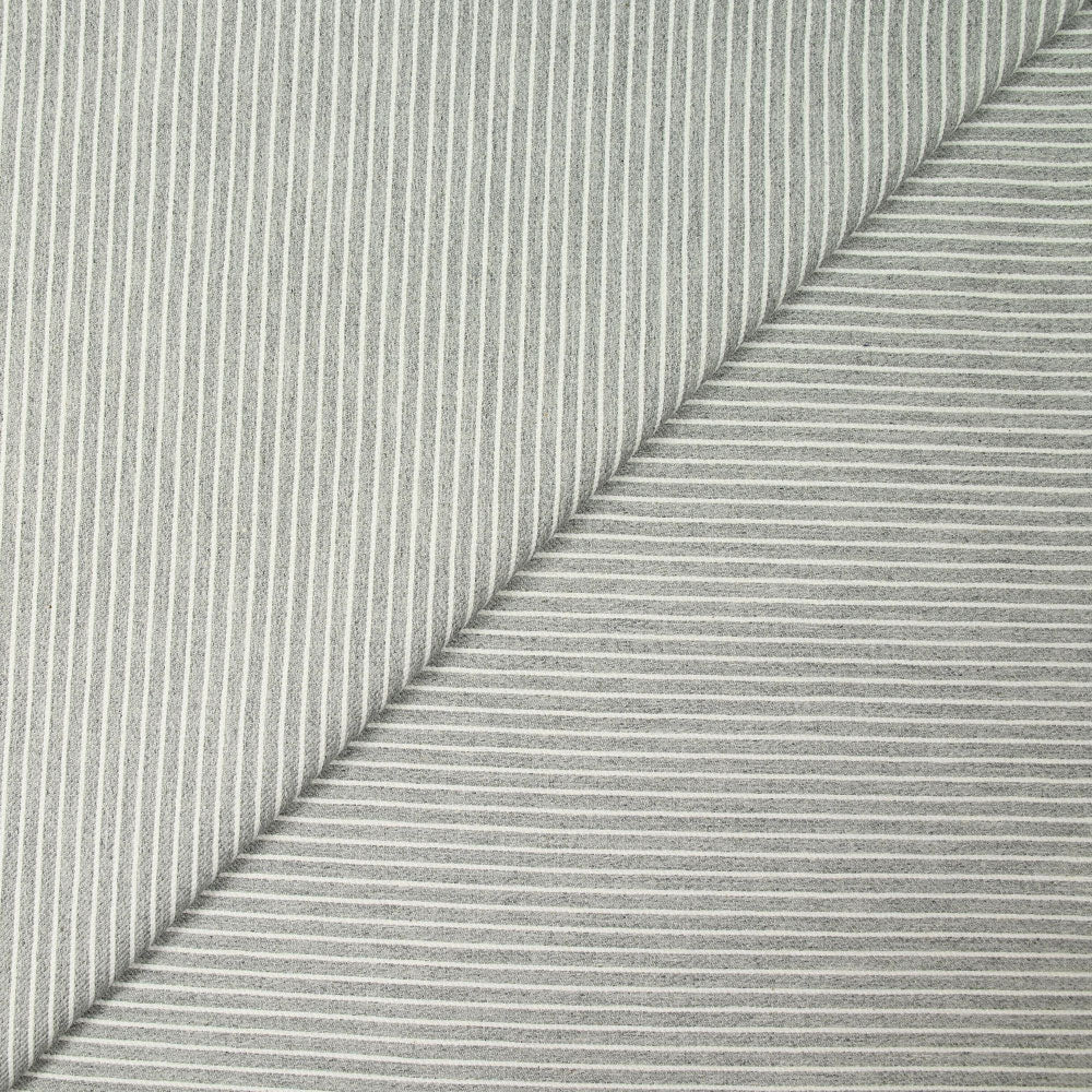 Sergé de coton rayure grise et blanche