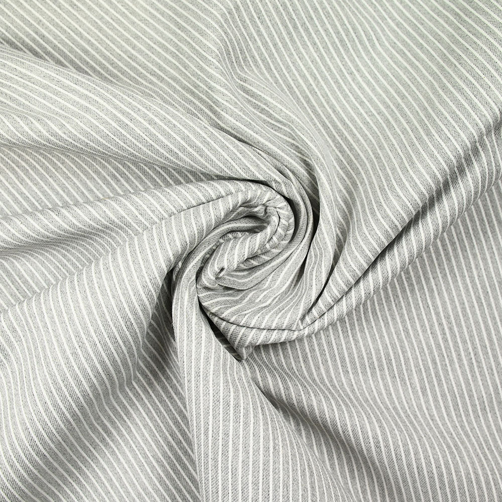 Sergé de coton rayure grise et blanche - Image 2