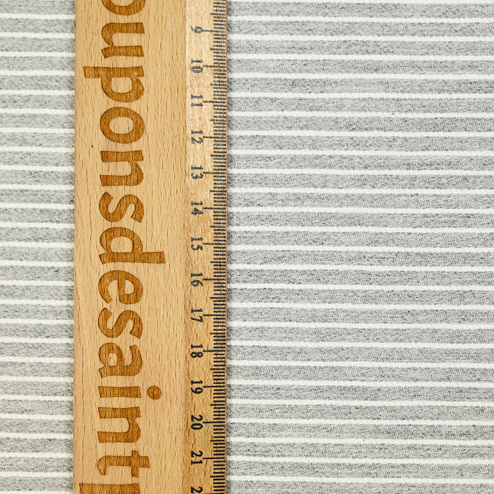 Sergé de coton rayure grise et blanche - Image 3