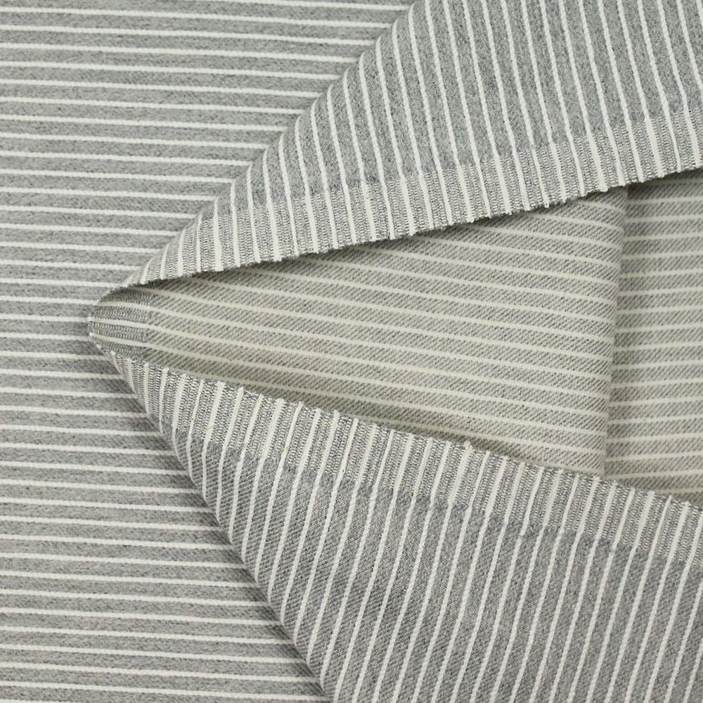 Sergé de coton rayure grise et blanche - Image 4