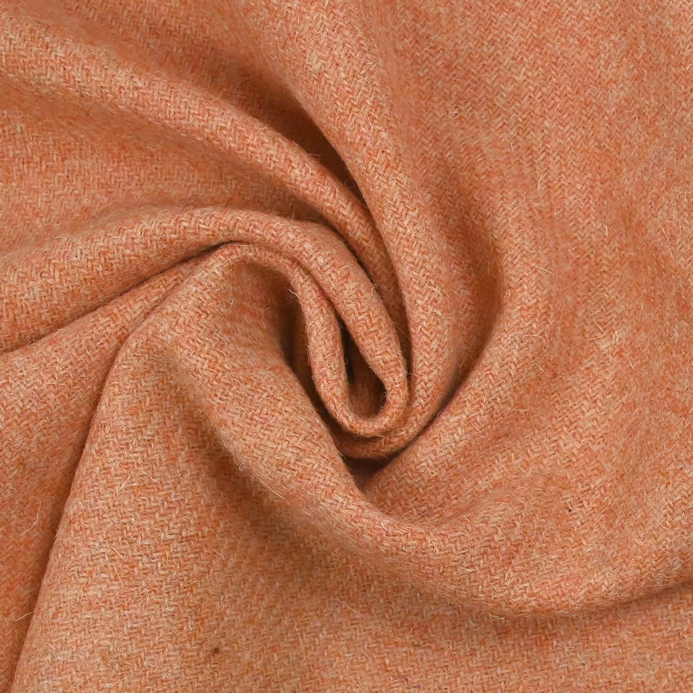 Sergé de laine mélangée mandarine chiné - Image 2