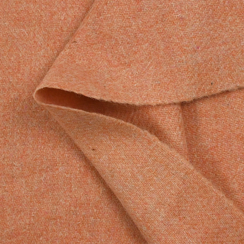 Sergé de laine mélangée mandarine chiné - Image 5