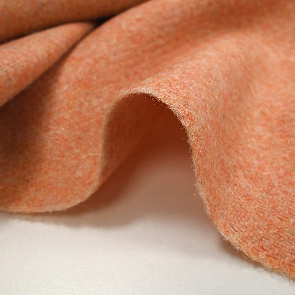 Sergé de laine mélangée mandarine chiné - Image 6