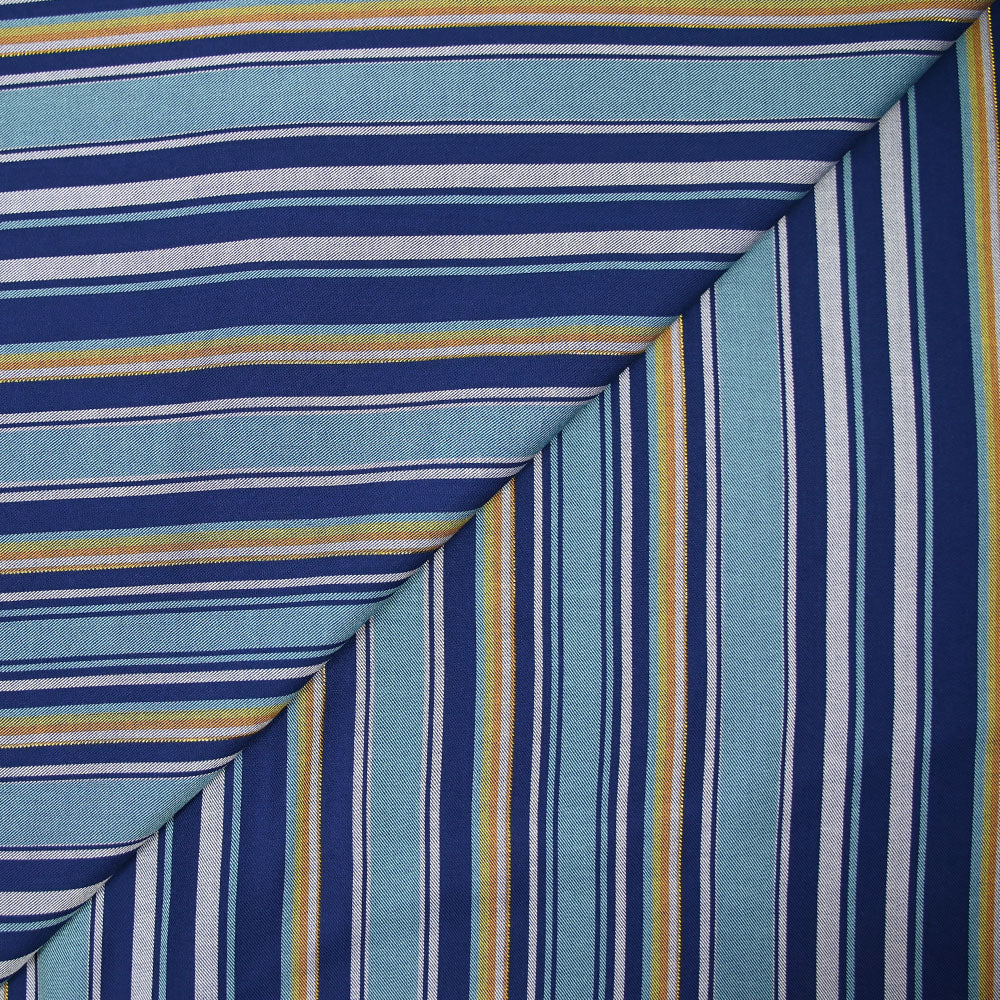 Sergé de viscose tissé-teint à rayures bleues