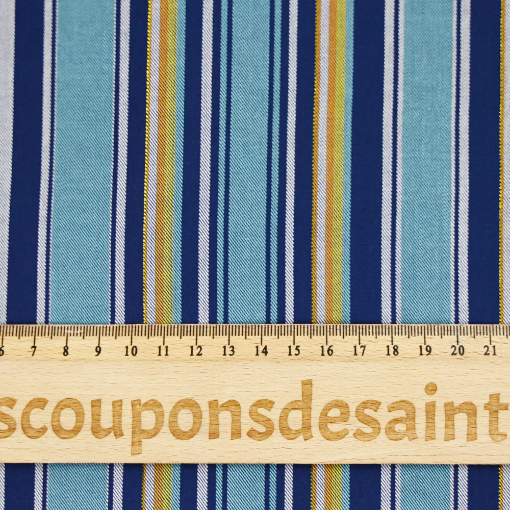 Sergé de viscose tissé-teint à rayures bleues - Image 3