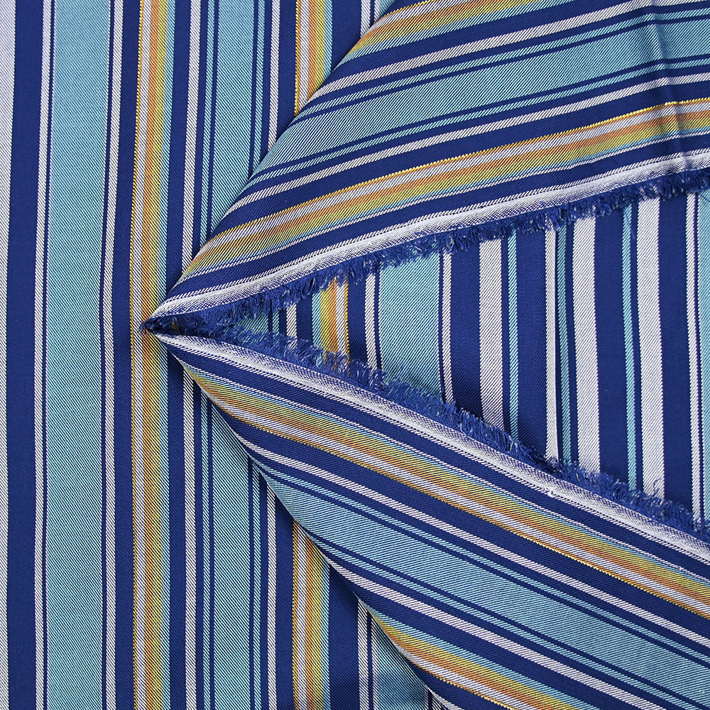 Sergé de viscose tissé-teint à rayures bleues - Image 5
