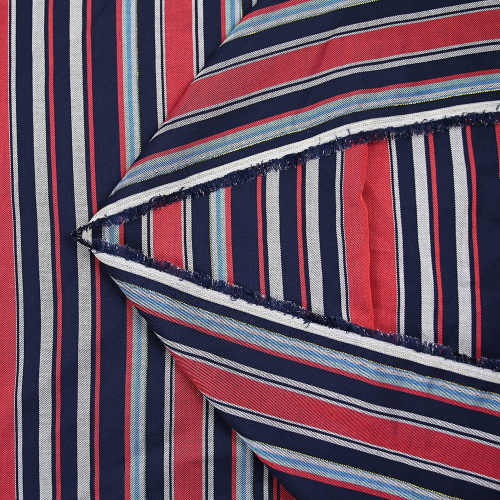 Sergé de viscose tissé-teint à rayures rouges - Image 5