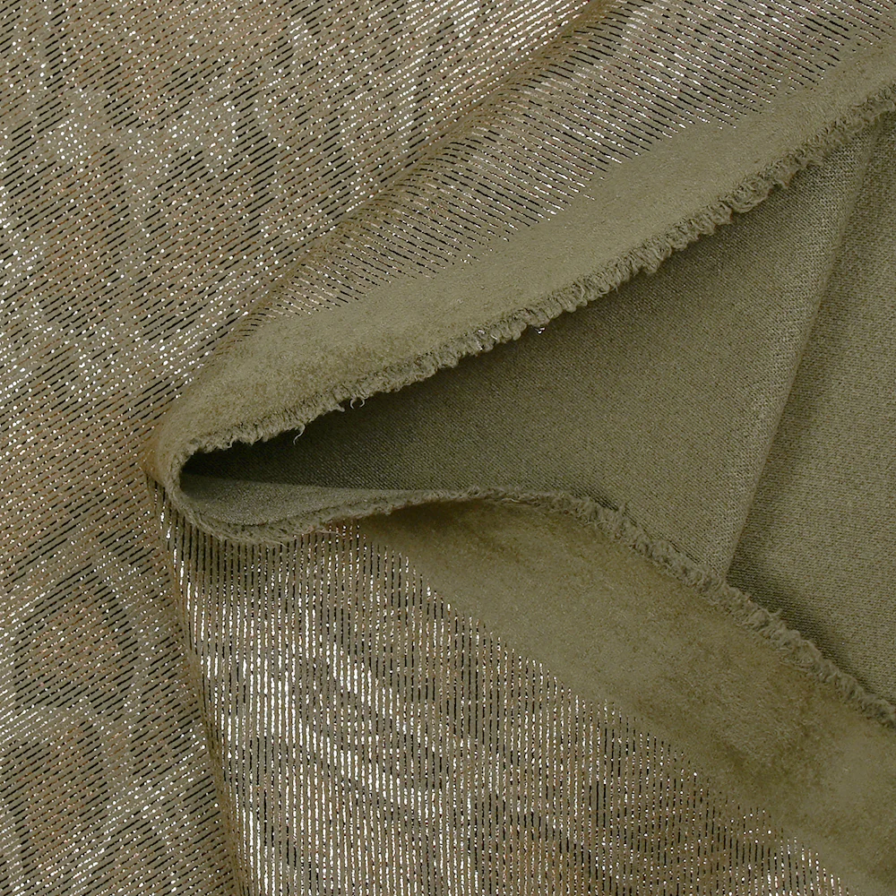 Suédine jersey sergé serpent irisé fond kaki - Image 6