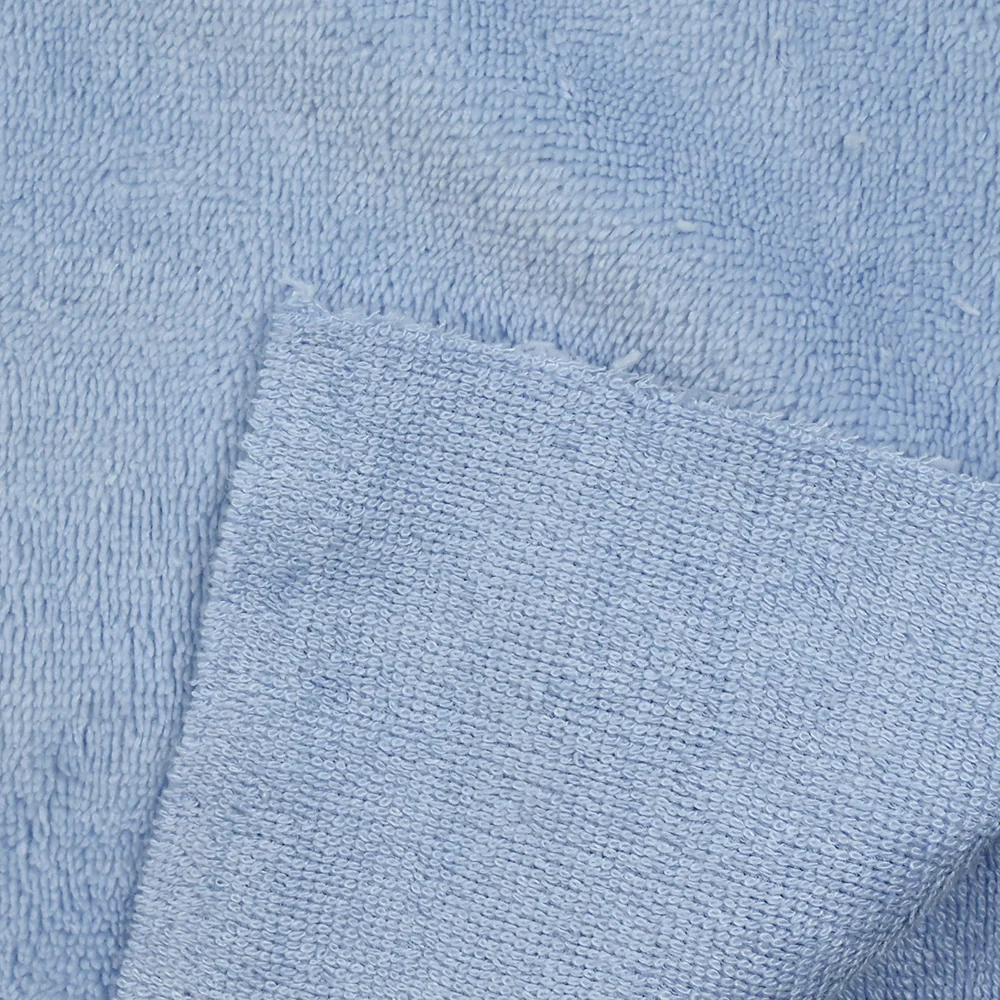Tissu éponge bambou bleu bébé vendu au mètre - Image 6