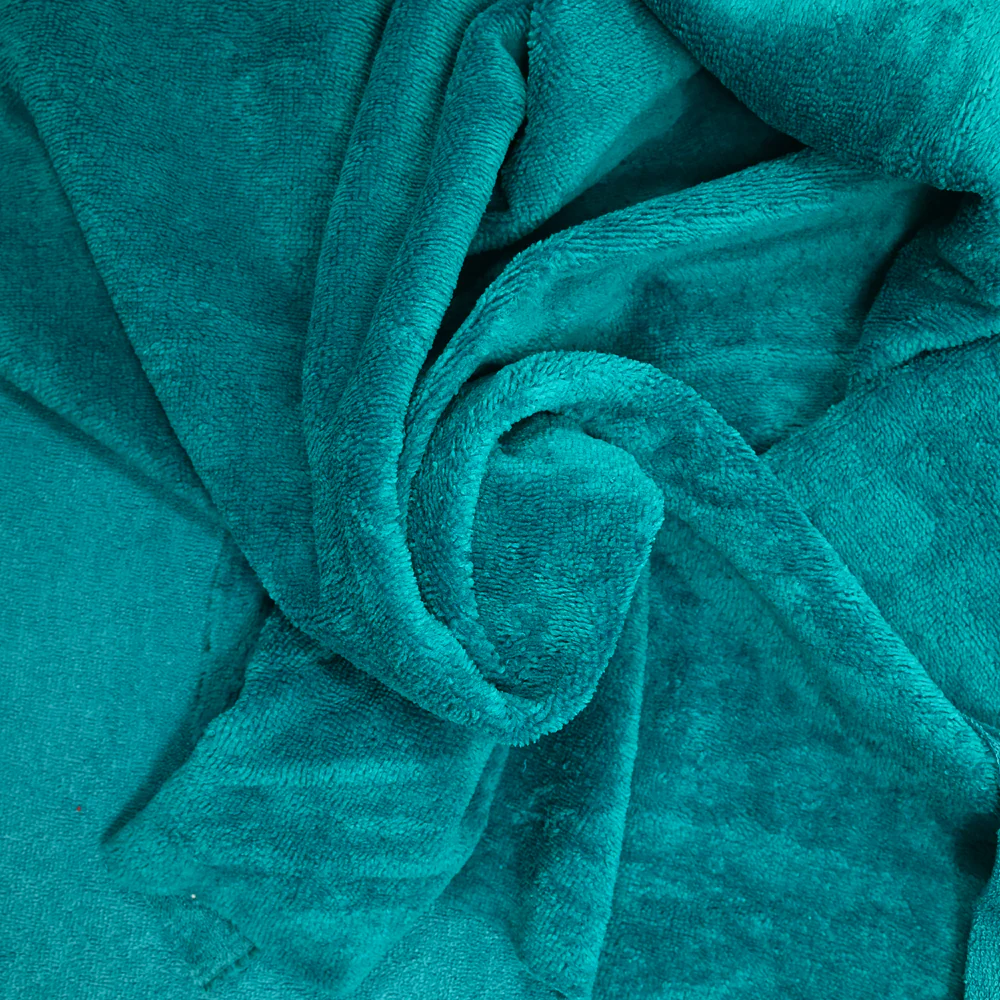 Tissu éponge bambou bleu canard vendu au mètre - Image 2