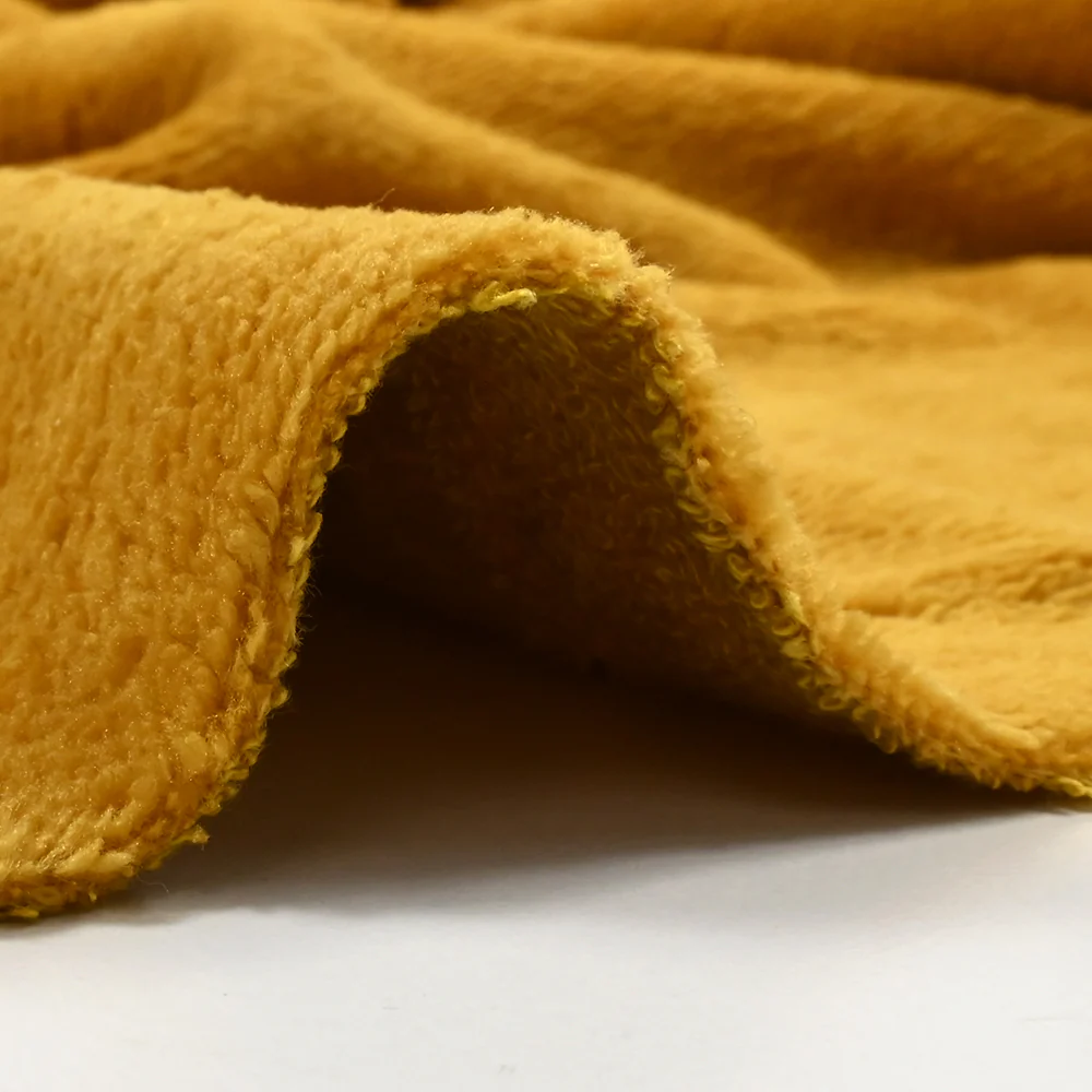 Tissu éponge bambou moutarde vendu au mètre - Image 6