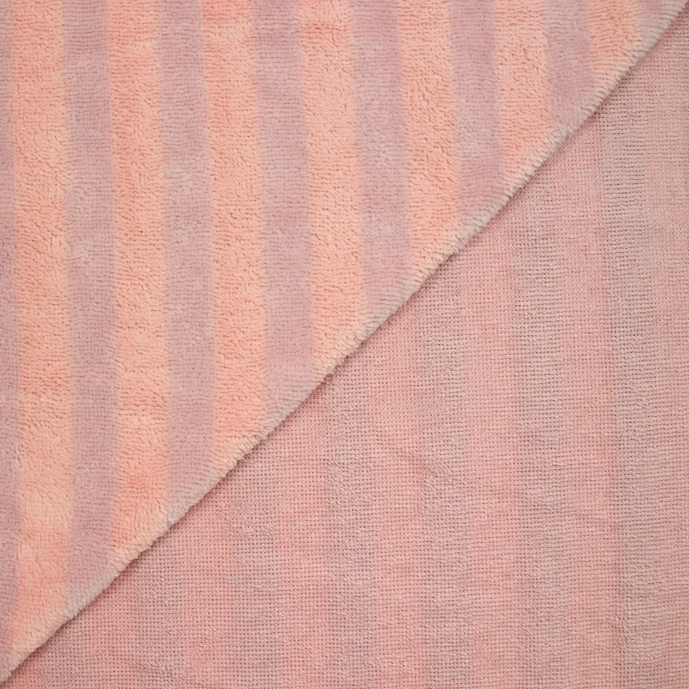 Tissu éponge bambou rayure rose et mauve vendu au mètre - Image 4