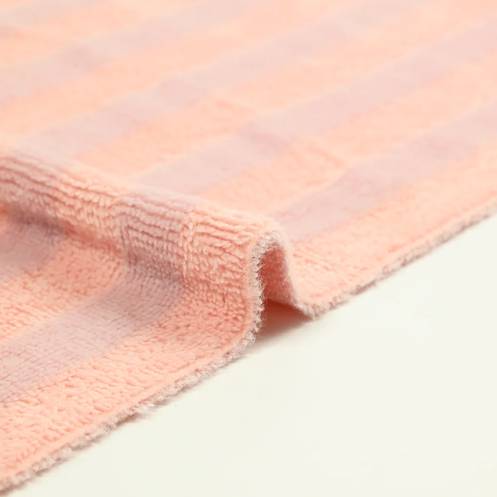 Tissu éponge bambou rayure rose et mauve vendu au mètre - Image 5