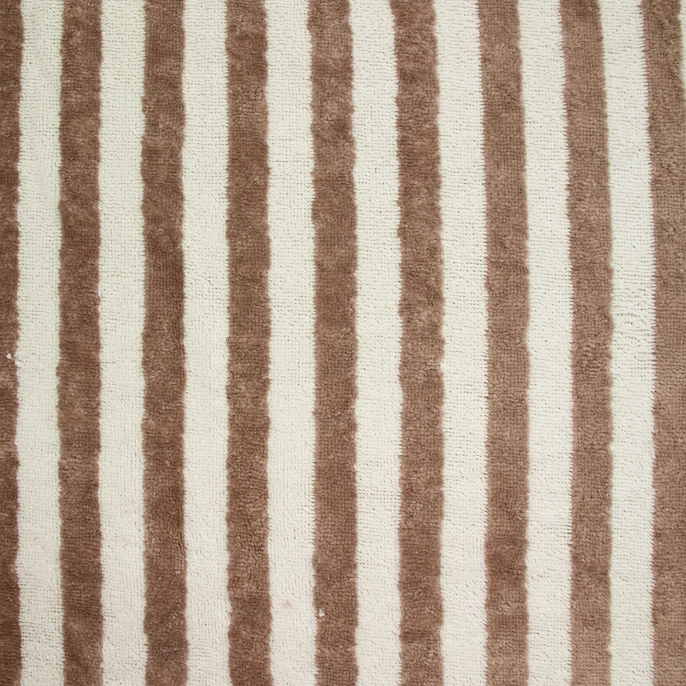 Tissu éponge bambou rayure taupe et blanc cassé vendu au mètre - Image 3