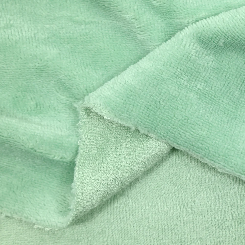 Tissu éponge bambou vert d'eau vendu au mètre - Image 3