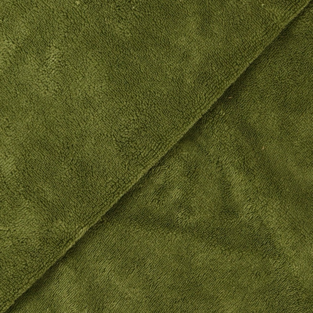Tissu éponge bambou vert olive vendu au mètre
