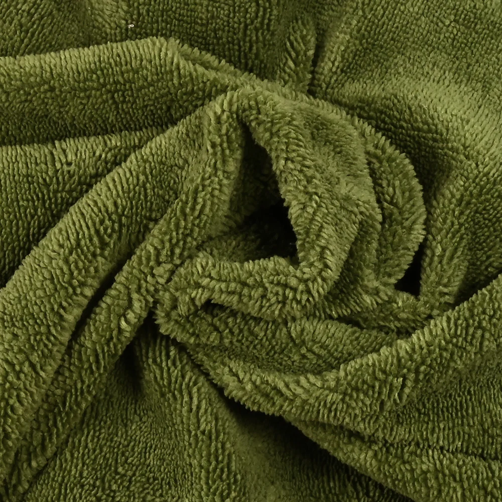 Tissu éponge bambou vert olive vendu au mètre - Image 2