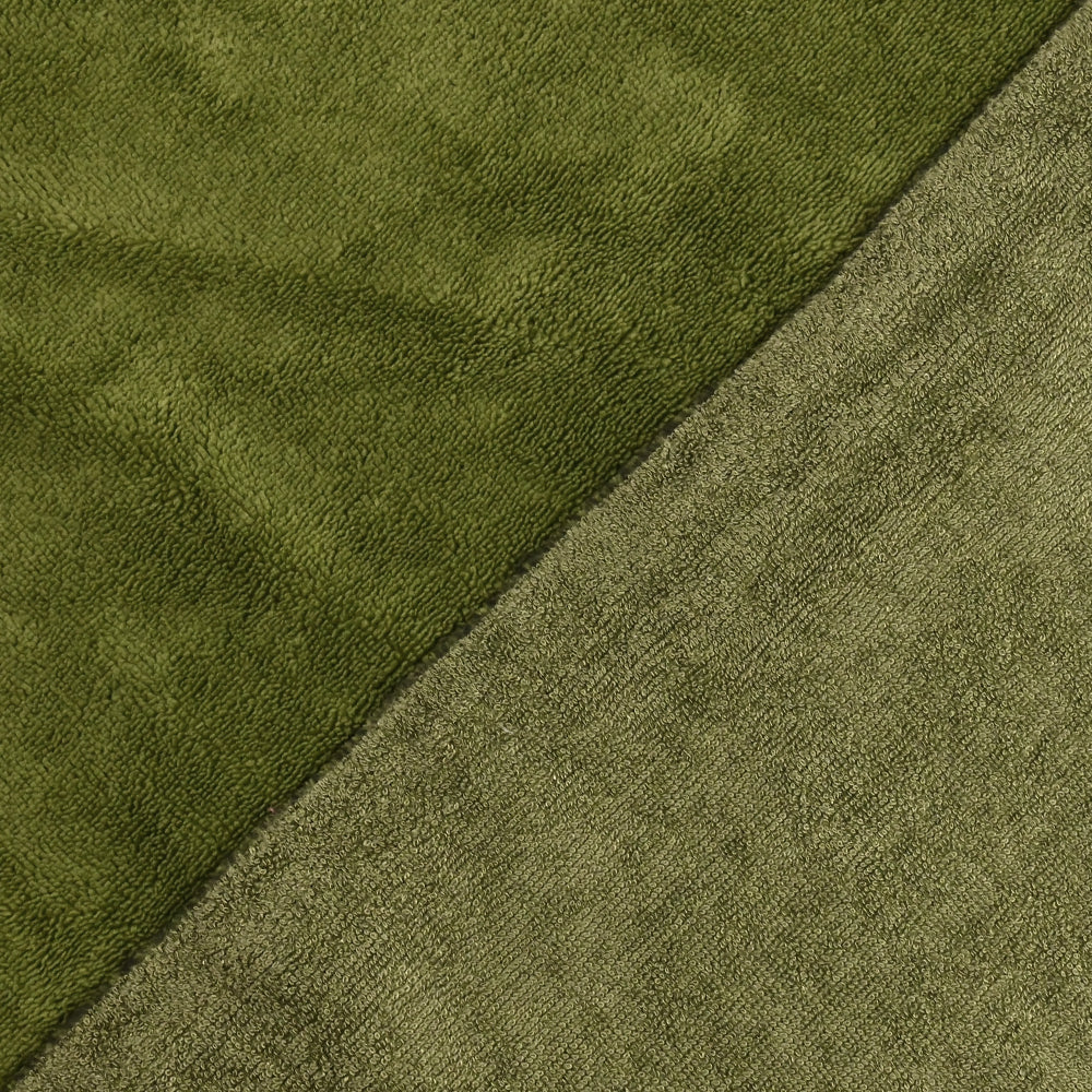 Tissu éponge bambou vert olive vendu au mètre - Image 3