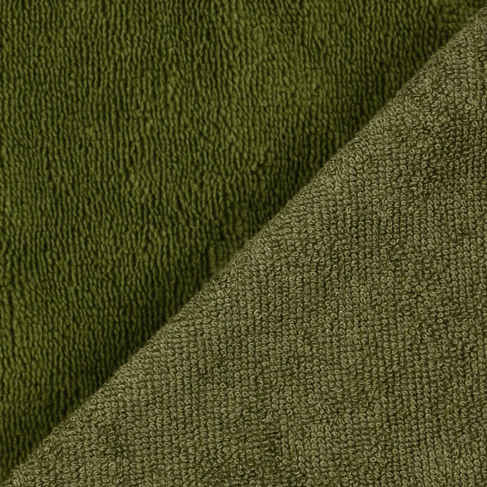 Tissu éponge bambou vert olive vendu au mètre - Image 5