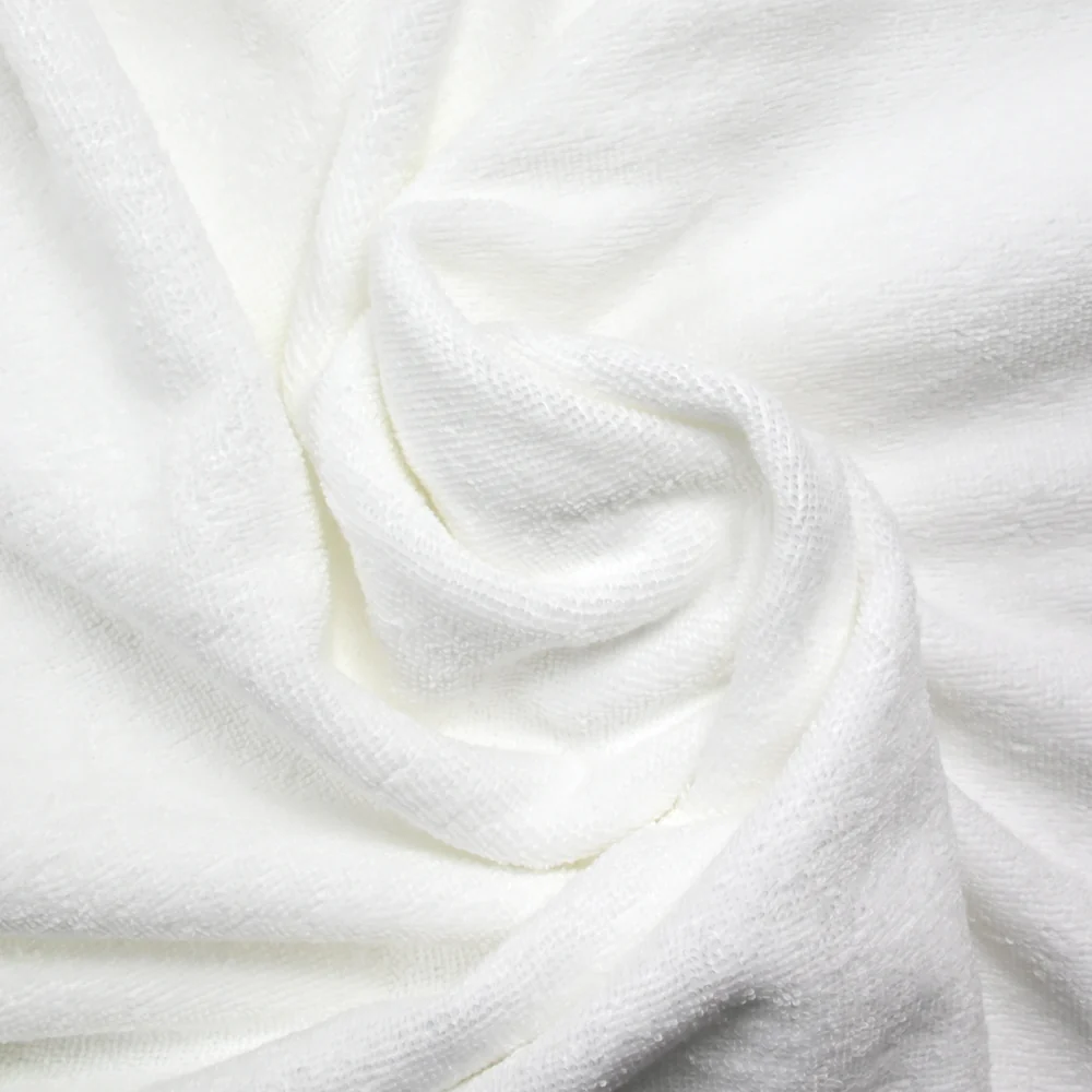 Tissu éponge coton blanc au mètre - Image 2