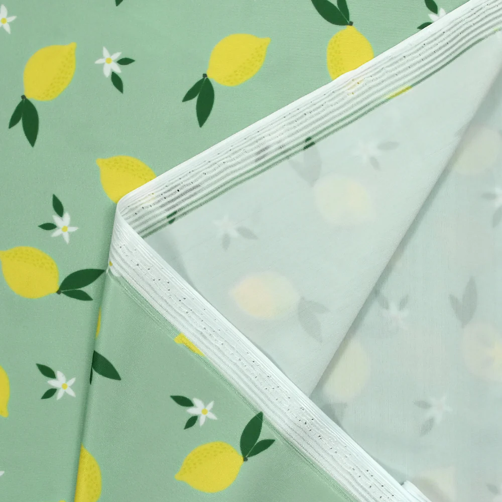 Tissu Maillot de bain recyclé UPF50 citrons et fleurs fond menthe - Image 5