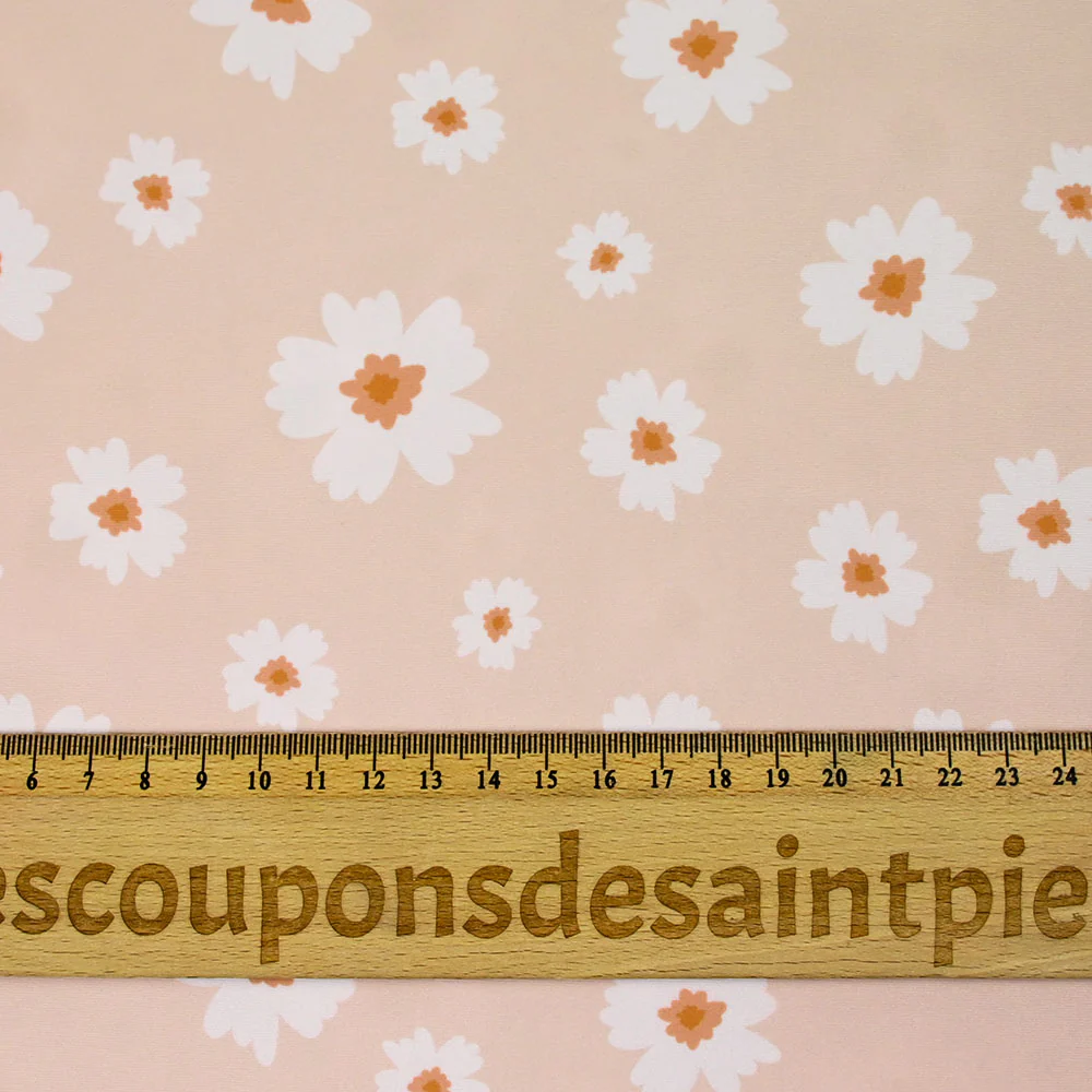Tissu Maillot de bain recyclé UPF50 imprimé numérique fleurs fond chair - Image 3