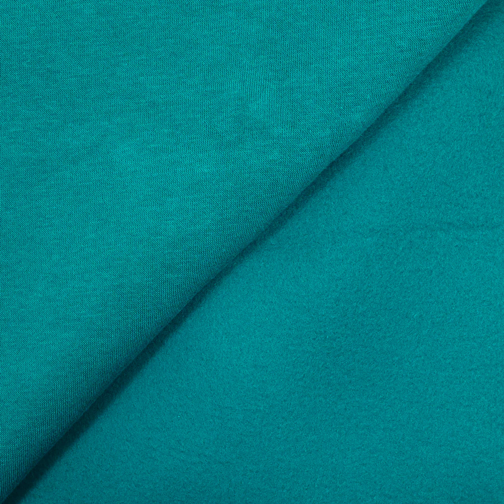 Tissu sweat minkee épais bleu canard - Image 2