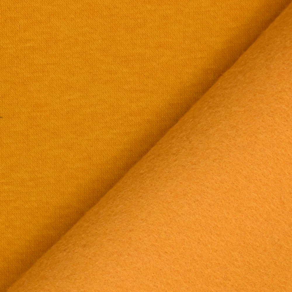Tissu sweat minkee épais moutarde - Image 3