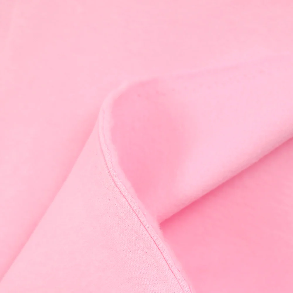 Tissu sweat minkee épais rose clair - Image 3