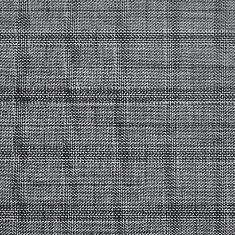 Tissu tailleur 100% laine prince-de-galles noir, canard fond gris - Image 3