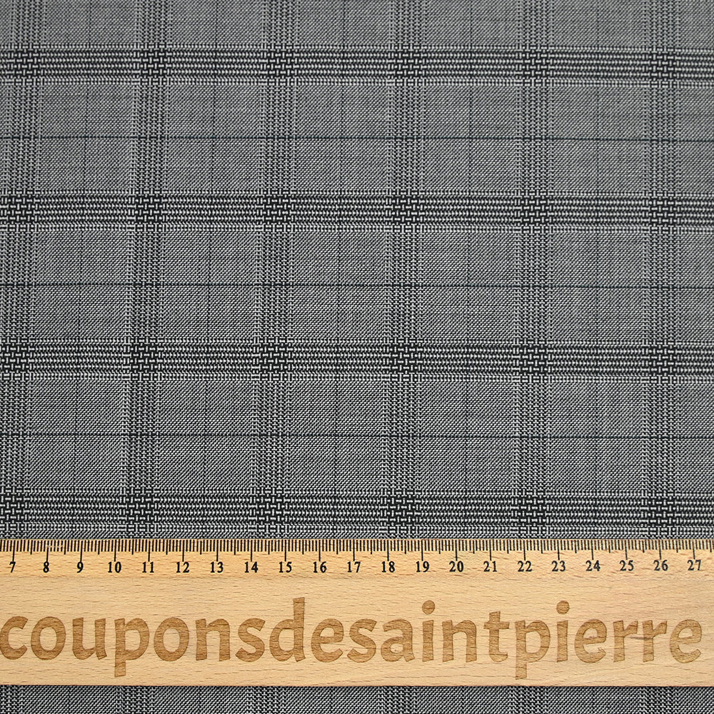 Tissu tailleur 100% laine prince-de-galles noir, canard fond gris - Image 4
