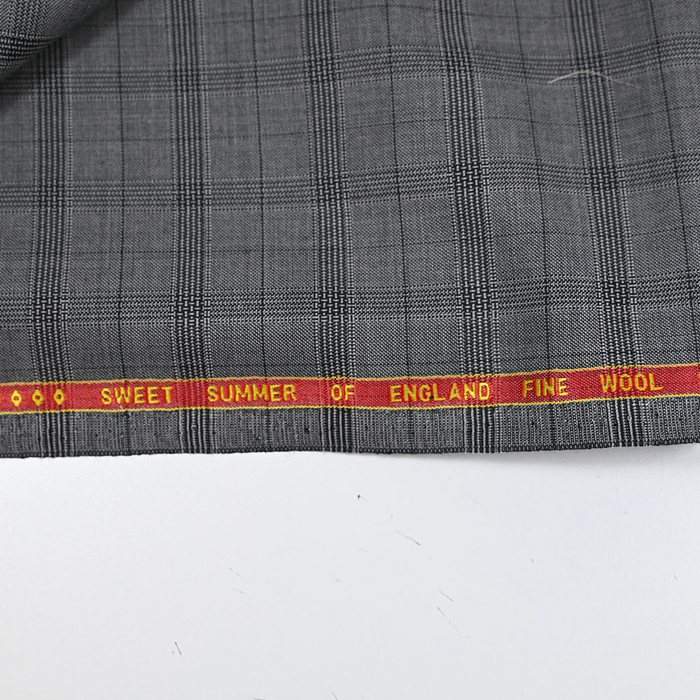 Tissu tailleur 100% laine prince-de-galles noir, canard fond gris - Image 5