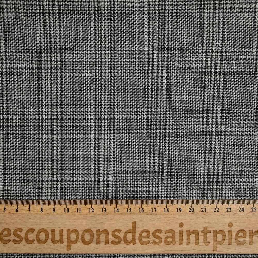 Tissu tailleur 100% laine prince-de-galles noir et blanc - Image 4