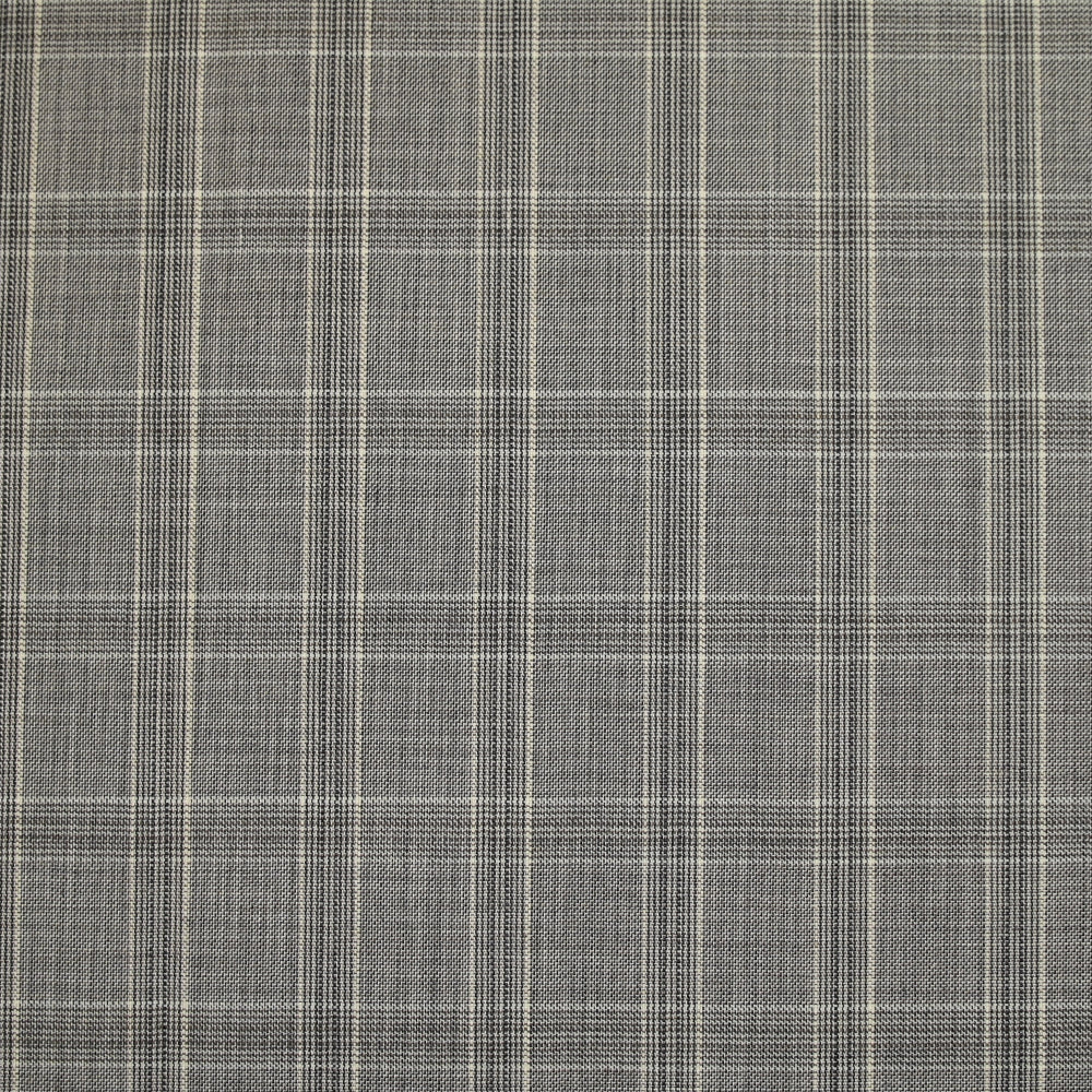 Tissu tailleur 100% laine prince-de-galles taupe et écru - Image 3