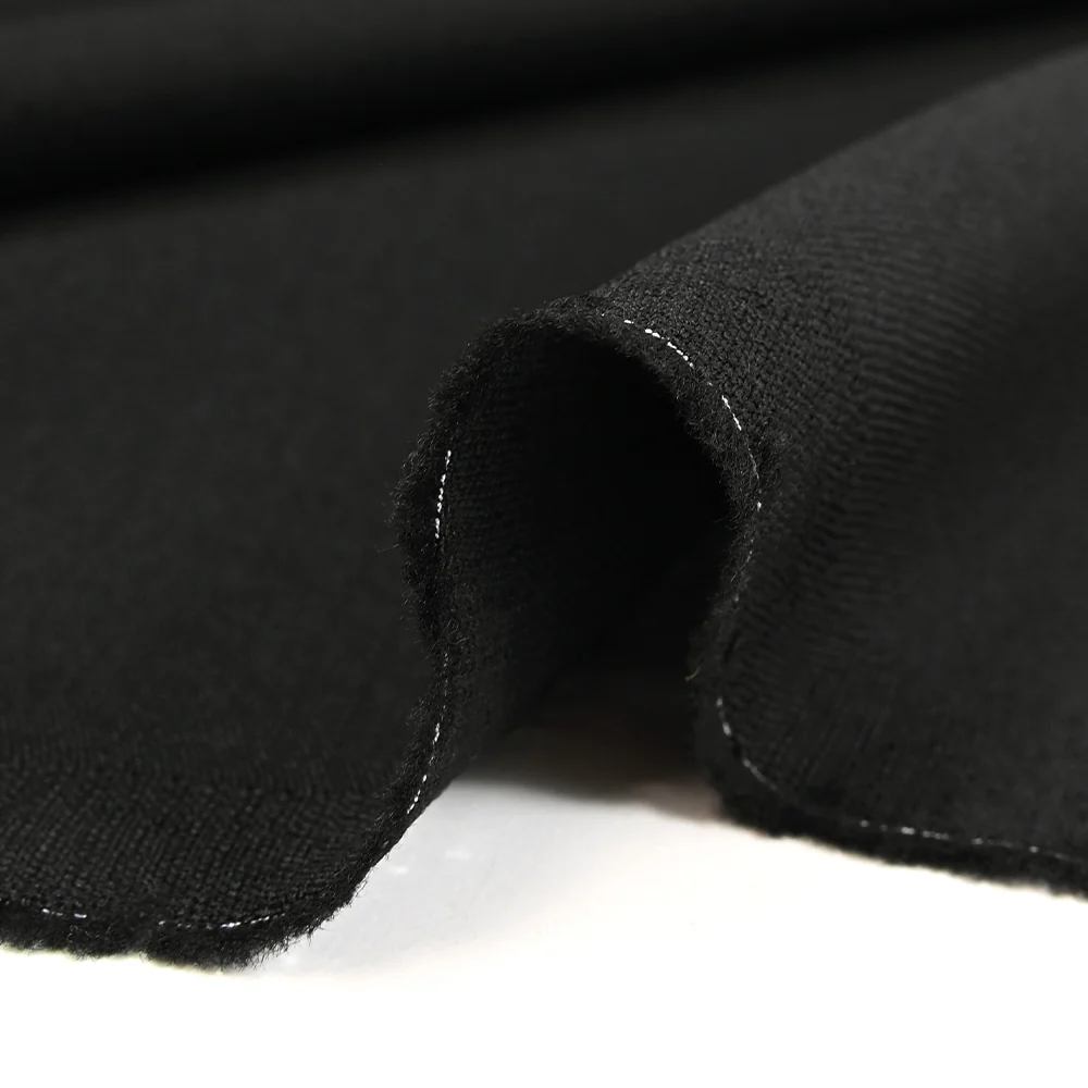 Tissu tailleur 100% laine vierge sergé noir - Image 5
