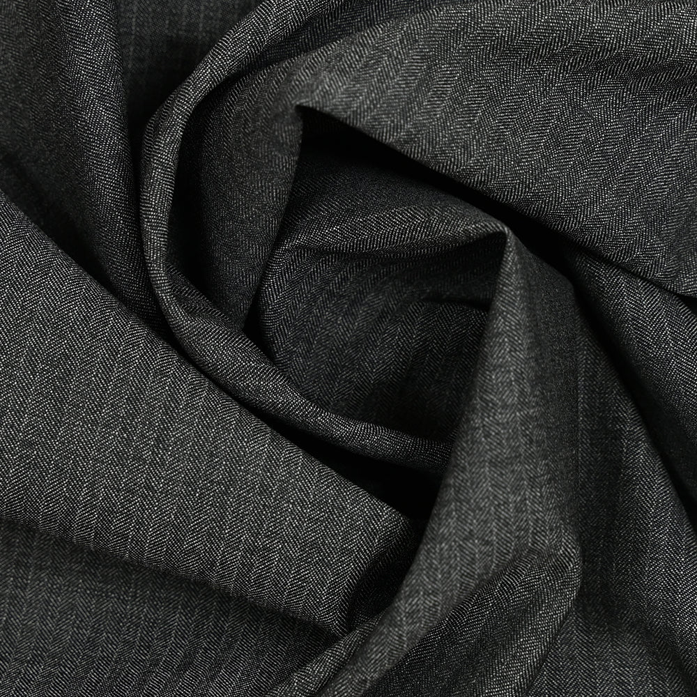 Tissu tailleur en laine mélangée à chevrons gris - Image 2