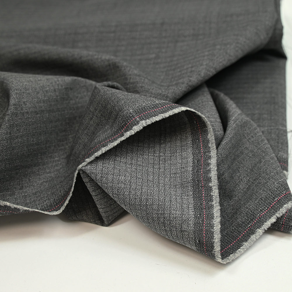 Tissu tailleur en laine mélangée à chevrons gris - Image 5
