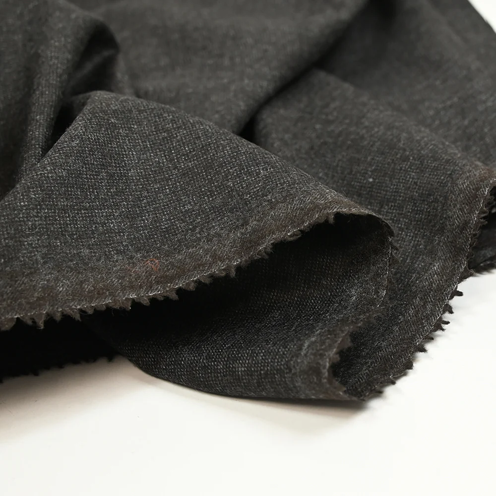 Tissu tailleur en laine mélangée grattée gris anthracite - Image 4