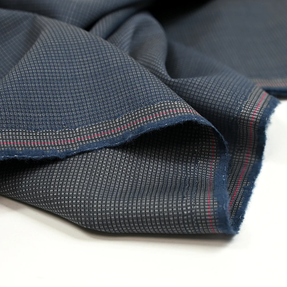 Tissu tailleur en laine mélangée micron fond bleu - Image 4
